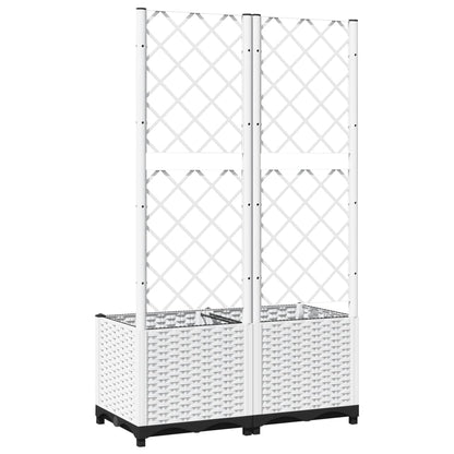 vidaXL Pflanzkübel mit Rankgitter Weiß 80x40x136 cm PP