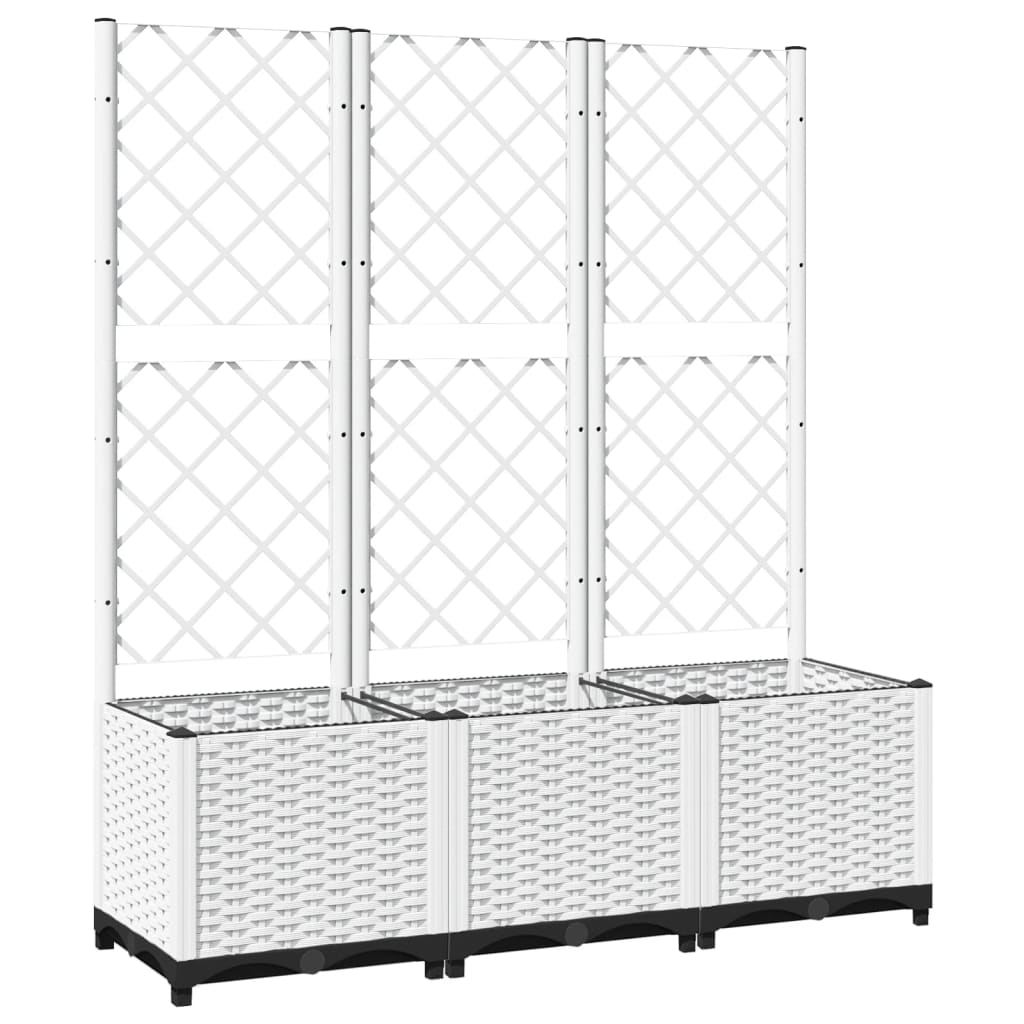 vidaXL Jardinière avec treillis blanc 120x40x136 cm PP