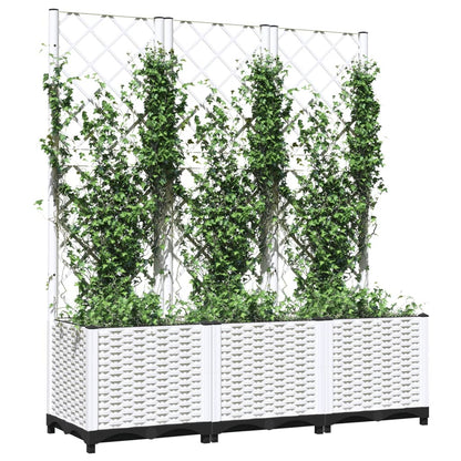 vidaXL Jardinière avec treillis blanc 120x40x136 cm PP