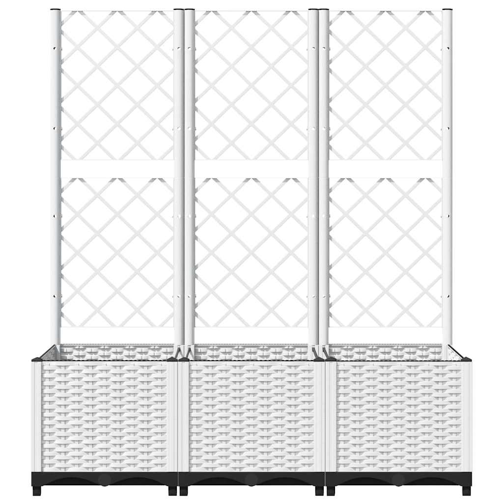 vidaXL Jardinière avec treillis blanc 120x40x136 cm PP