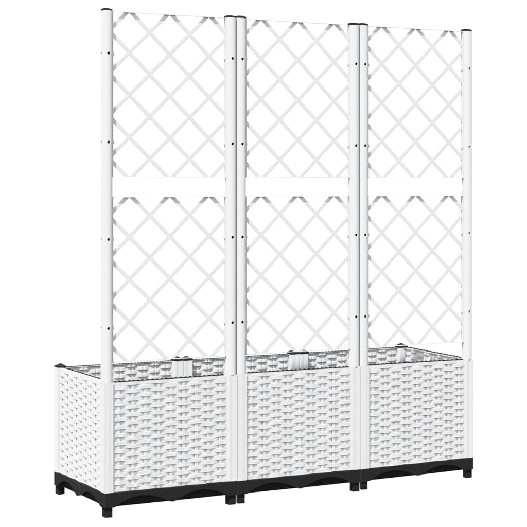 vidaXL Jardinière avec treillis blanc 120x40x136 cm PP