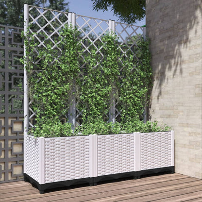 vidaXL Jardinière avec treillis blanc 120x40x136 cm PP
