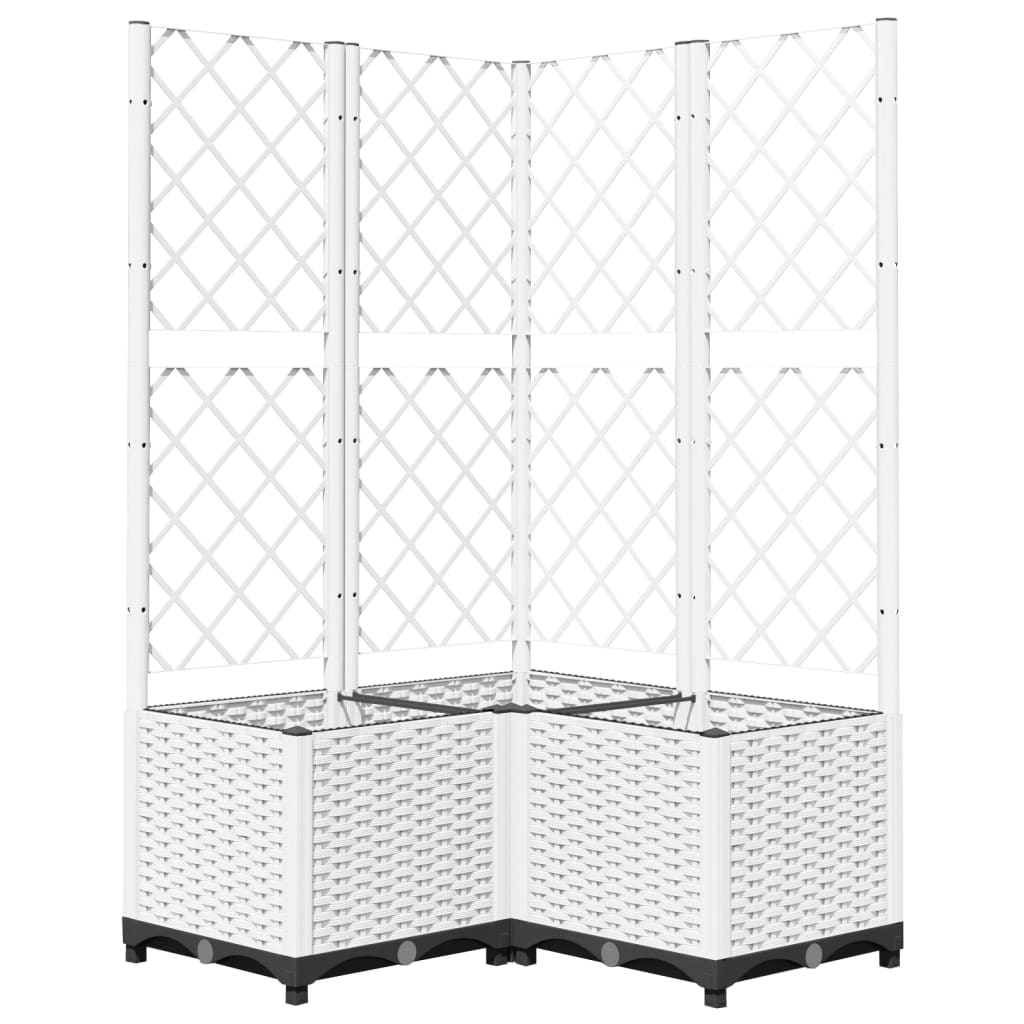 vidaXL Pflanzkübel mit Rankgitter Weiß 80x80x136 cm PP