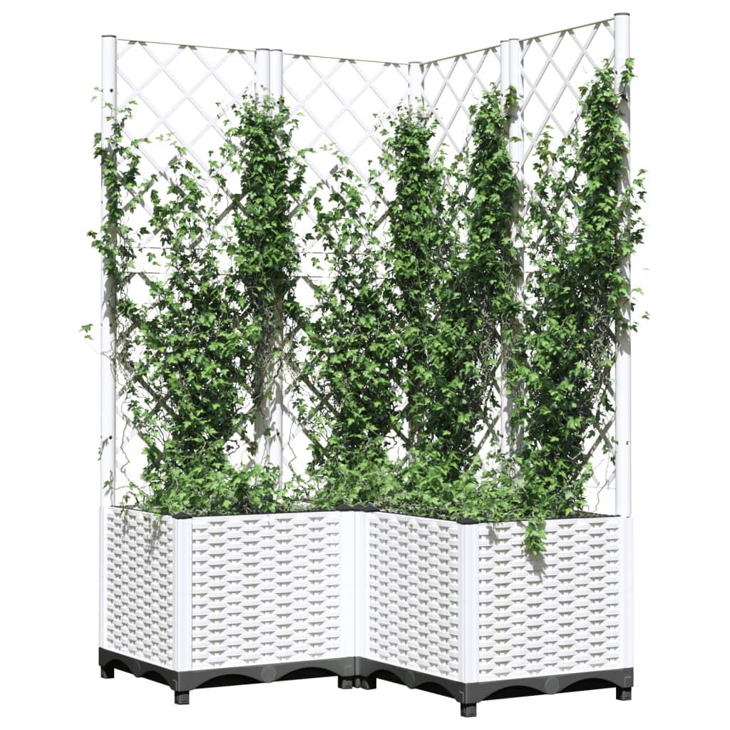 vidaXL Pflanzkübel mit Rankgitter Weiß 80x80x136 cm PP