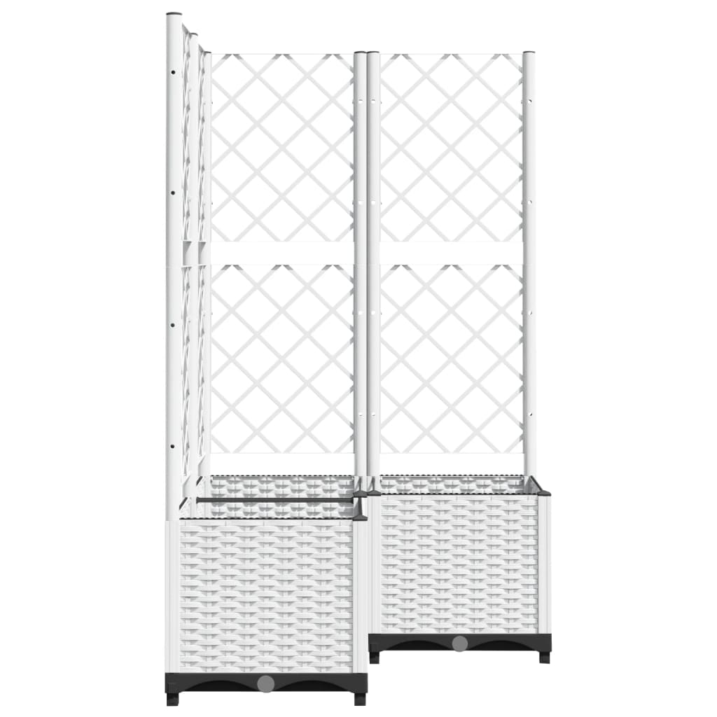 vidaXL Pflanzkübel mit Rankgitter Weiß 80x80x136 cm PP