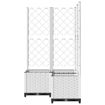 vidaXL Pflanzkübel mit Rankgitter Weiß 80x80x136 cm PP