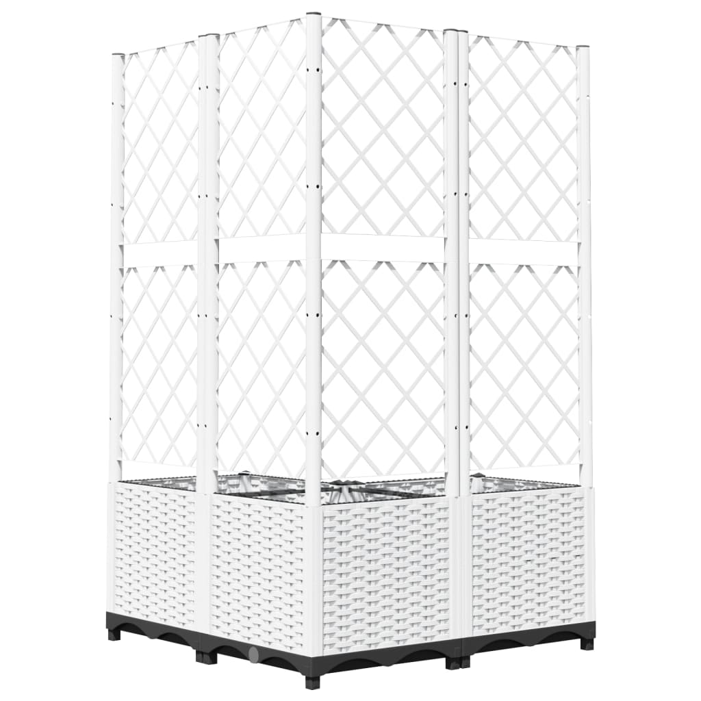 vidaXL Pflanzkübel mit Rankgitter Weiß 80x80x136 cm PP