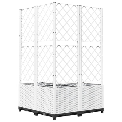 vidaXL Pflanzkübel mit Rankgitter Weiß 80x80x136 cm PP