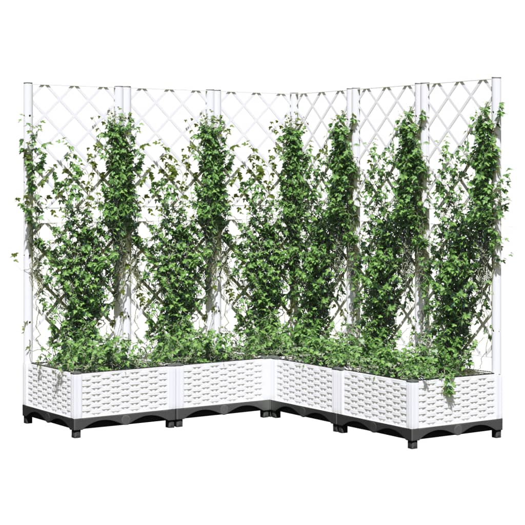 vidaXL Pflanzkübel mit Rankgitter Weiß 120x120x121,5 cm PP