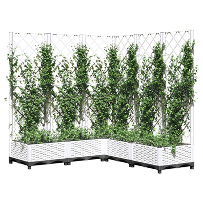 vidaXL Pflanzkübel mit Rankgitter Weiß 120x120x121,5 cm PP