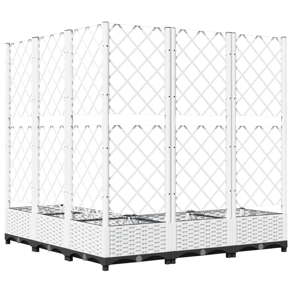vidaXL Pflanzkübel mit Rankgitter Weiß 120x120x121,5 cm PP