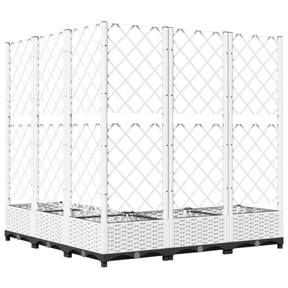 vidaXL Pflanzkübel mit Rankgitter Weiß 120x120x121,5 cm PP