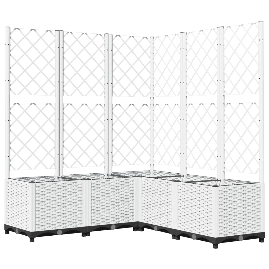 vidaXL Pflanzkübel mit Rankgitter Weiß 120x120x136 cm PP