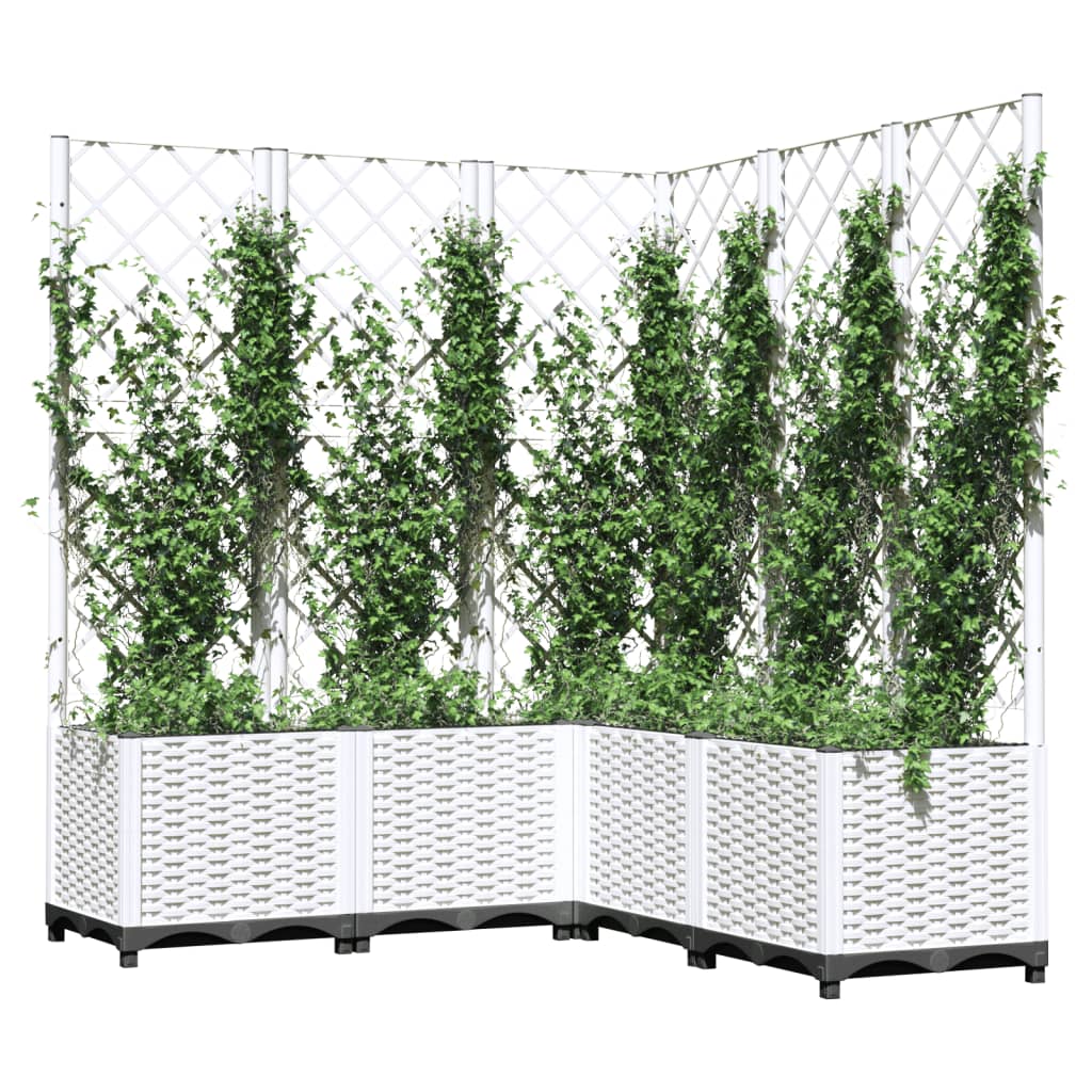 vidaXL Pflanzkübel mit Rankgitter Weiß 120x120x136 cm PP