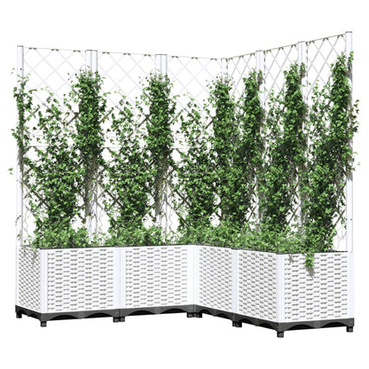 vidaXL Pflanzkübel mit Rankgitter Weiß 120x120x136 cm PP