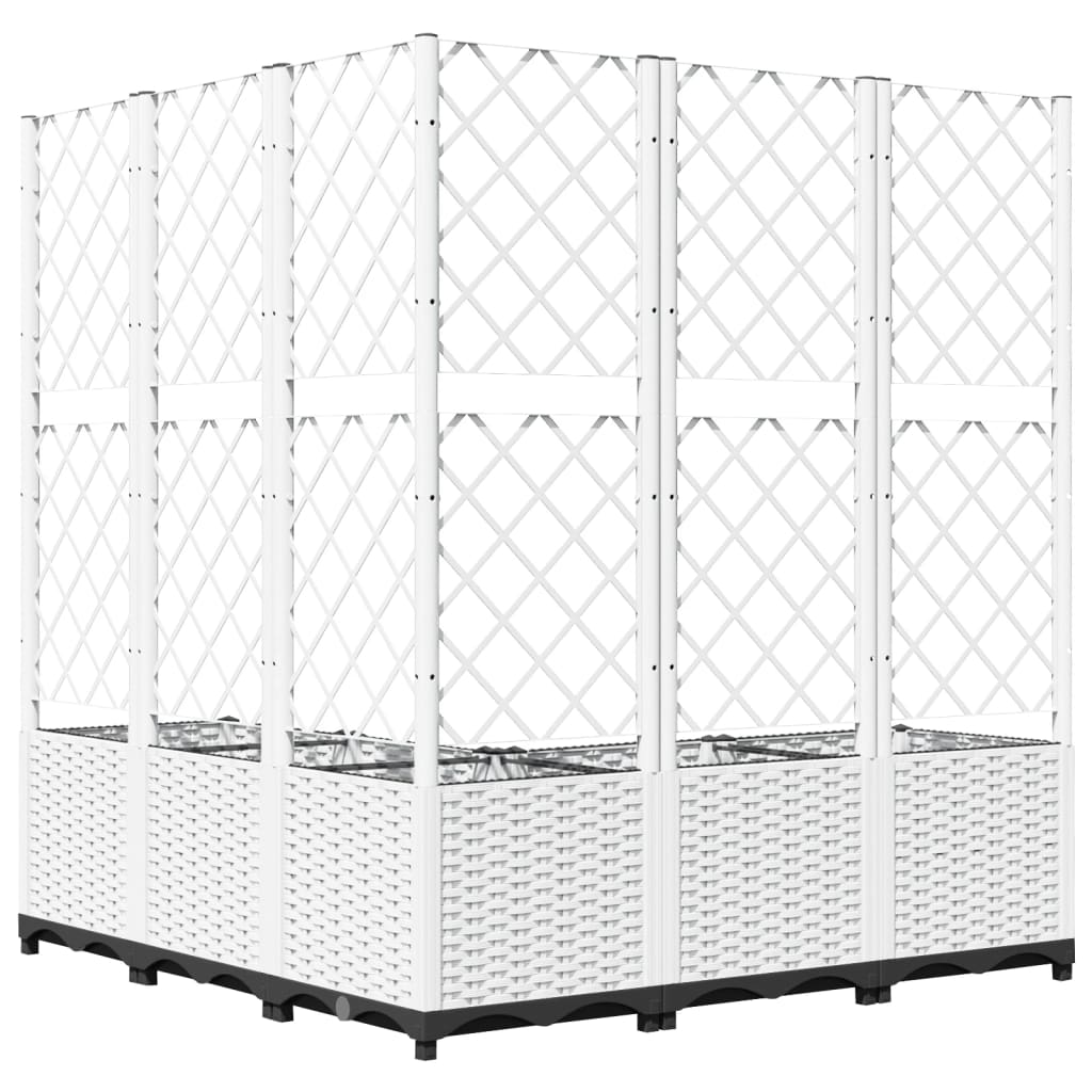 vidaXL Pflanzkübel mit Rankgitter Weiß 120x120x136 cm PP
