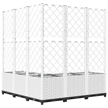 vidaXL Pflanzkübel mit Rankgitter Weiß 120x120x136 cm PP