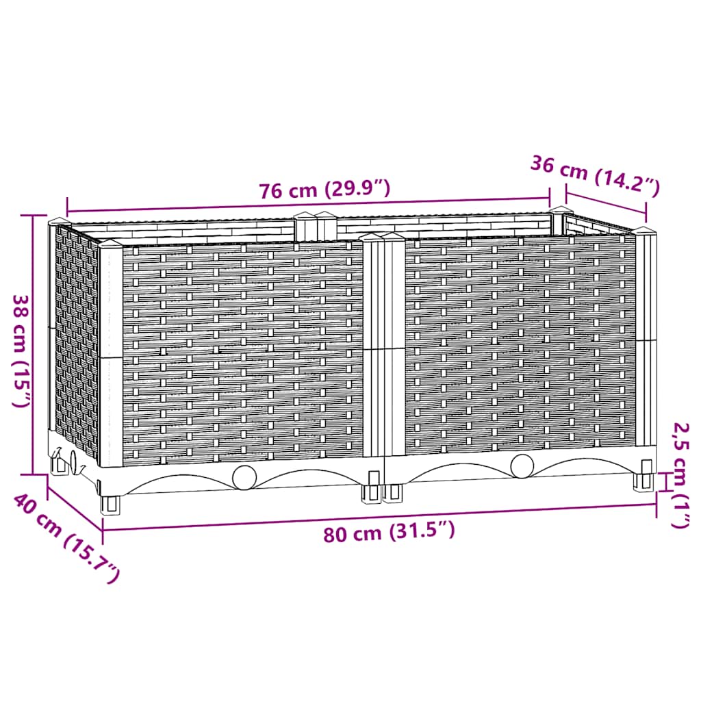 vidaXL Jardinière surélevée 80x40x38 cm Polypropylène