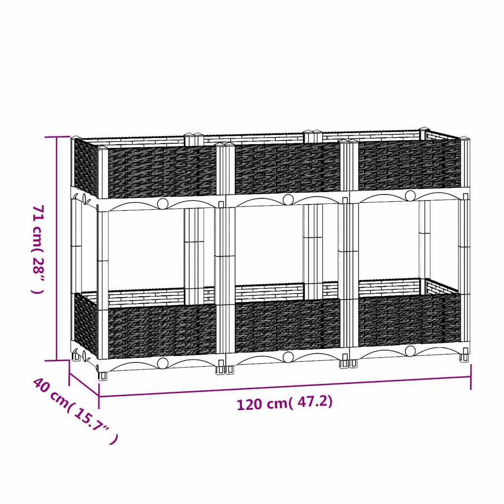 vidaXL Carré potager 120x40x71 cm polypropylène