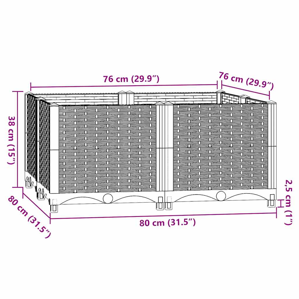vidaXL Carré potager 80x80x38 cm en polypropylène