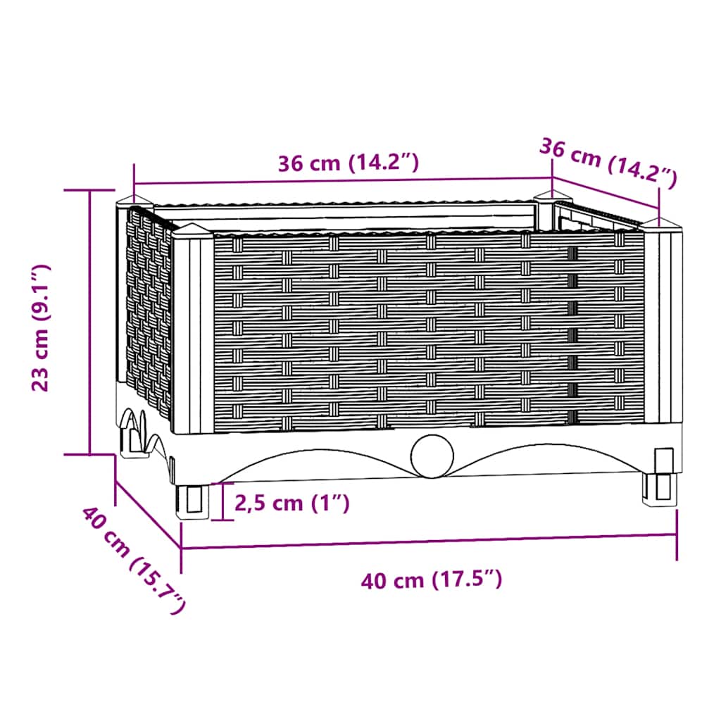 vidaXL Carré potager 40x40x23 cm en polypropylène