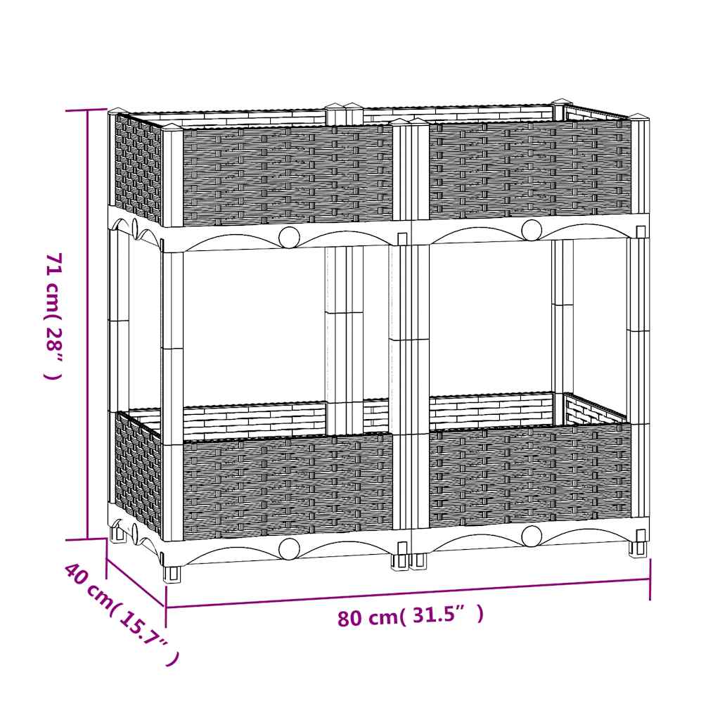 vidaXL Hochbeet 80x40x71 cm Polypropylen