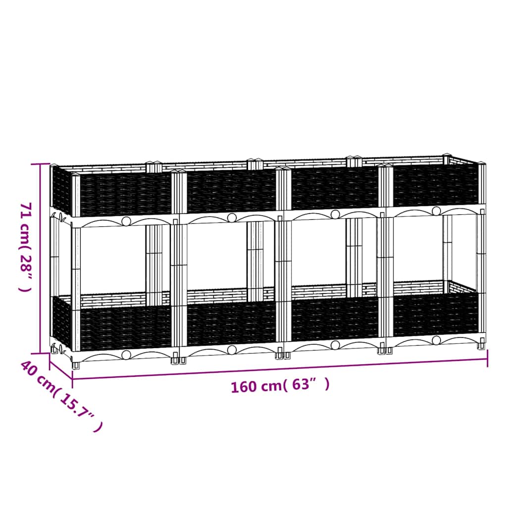 vidaXL Hochbeet 160x40x71 cm Polypropylen