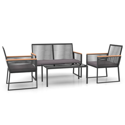 vidaXL Salon de jardin 4 pièces avec coussins Noir Acier
