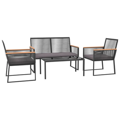 vidaXL Salon de jardin 4 pièces avec coussins Noir Acier