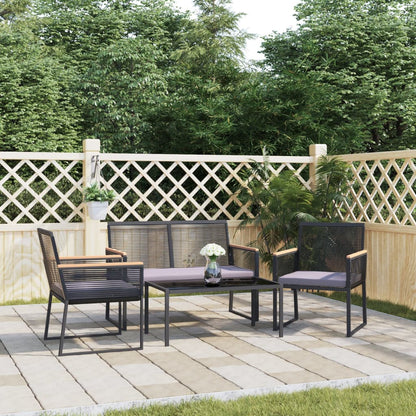 vidaXL Salon de jardin 4 pièces avec coussins Noir Acier
