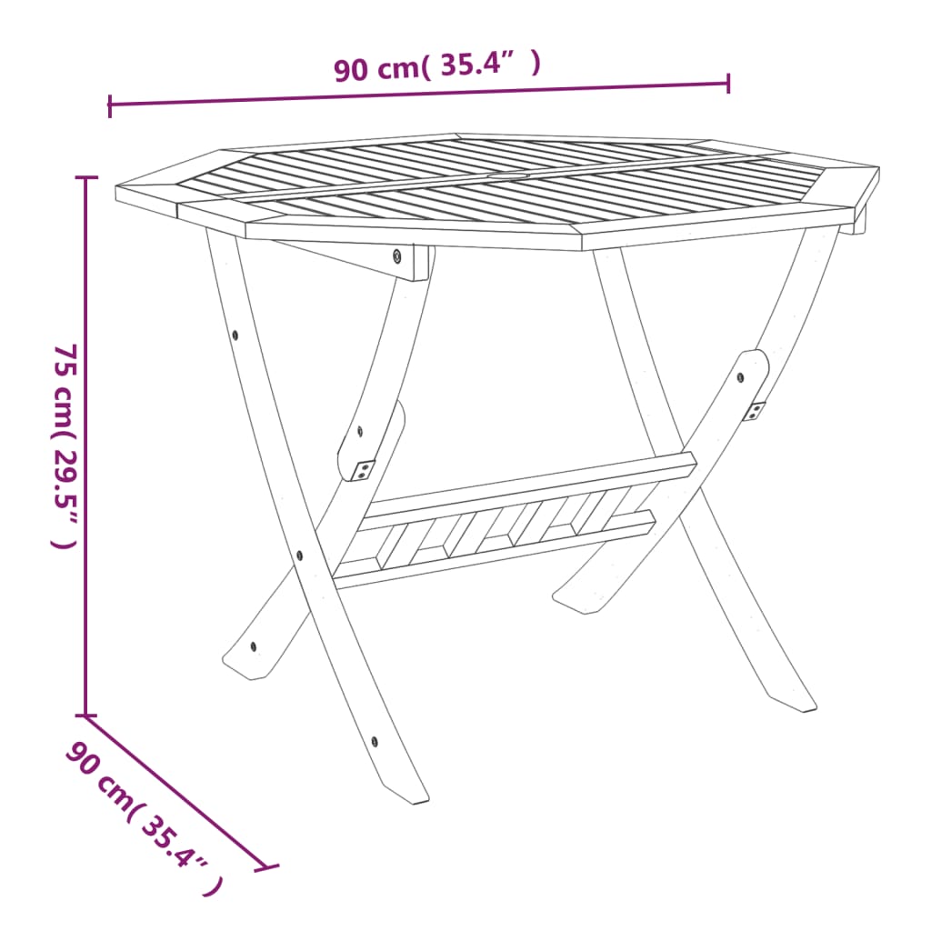 vidaXL Klappbarer Gartentisch 90x75 cm Massivholz Akazie