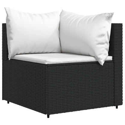 vidaXL Canapé d'angle de jardin avec coussins Noir Résine tressée