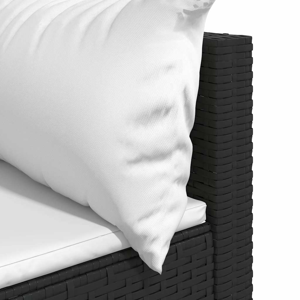 vidaXL Canapé d'angle de jardin avec coussins Noir Résine tressée