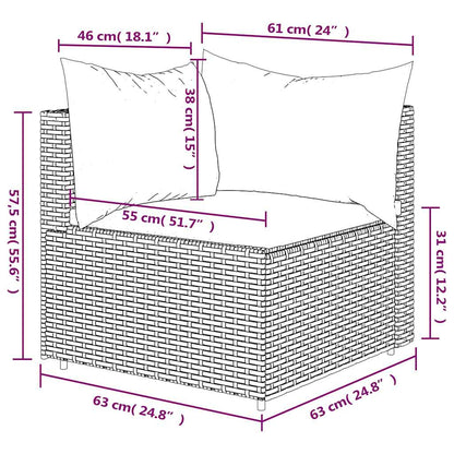 vidaXL Canapé d'angle de jardin avec coussins Noir Résine tressée
