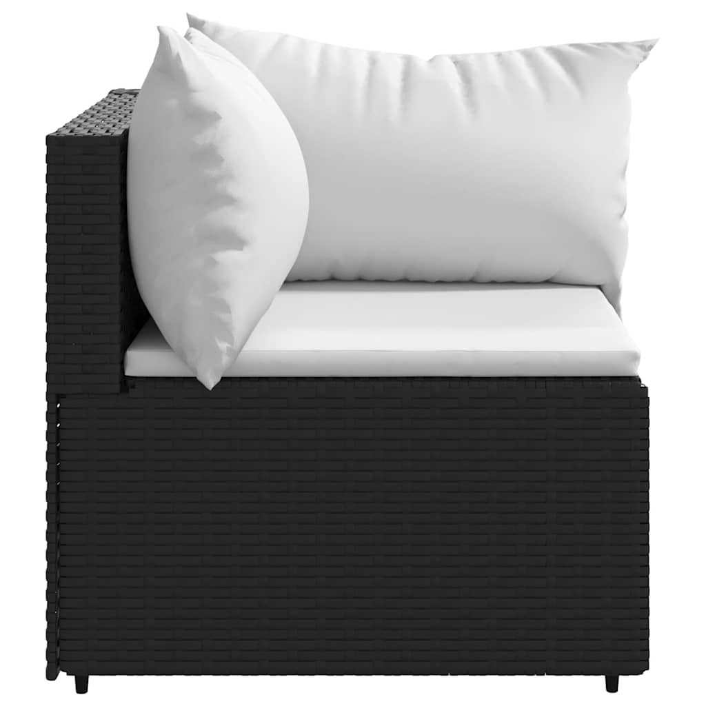 vidaXL Garten-Ecksofas mit Kissen 2 Stk. Schwarz Poly Rattan