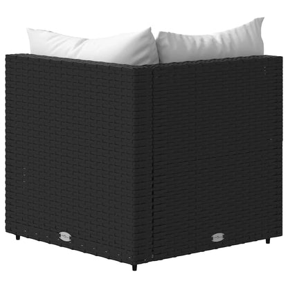 vidaXL Garten-Ecksofas mit Kissen 2 Stk. Schwarz Poly Rattan
