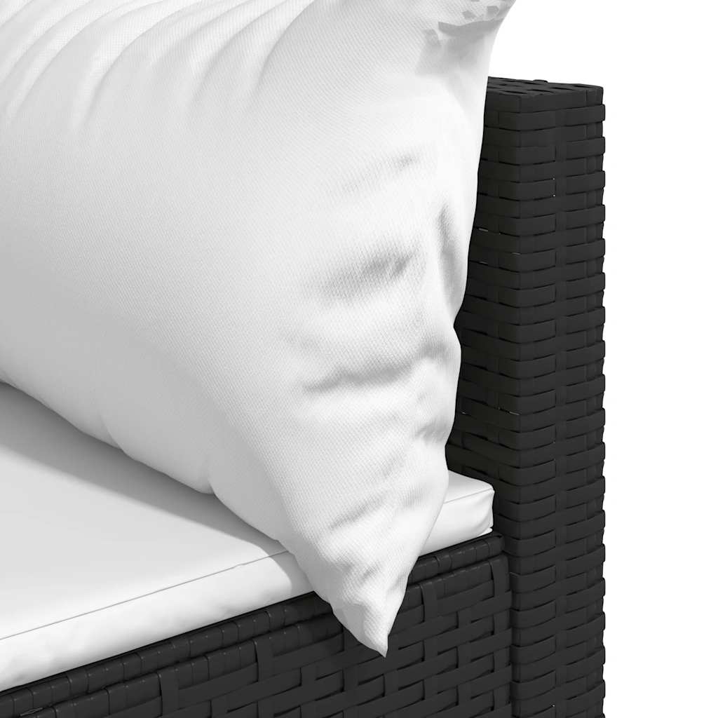 vidaXL Garten-Ecksofas mit Kissen 2 Stk. Schwarz Poly Rattan