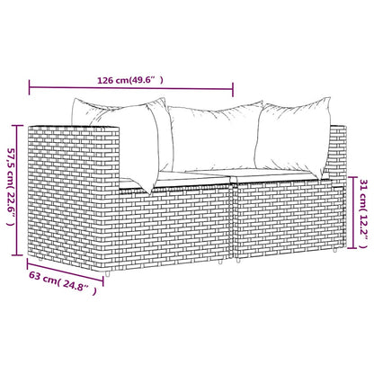 vidaXL Garten-Ecksofas mit Kissen 2 Stk. Schwarz Poly Rattan