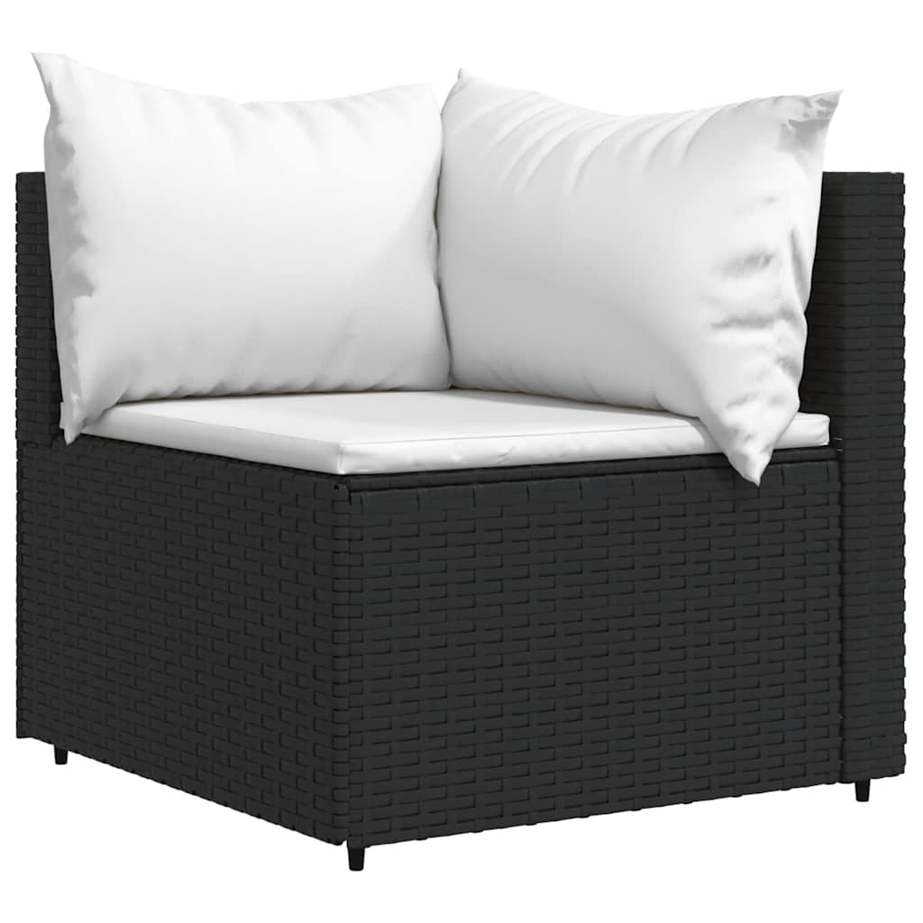 vidaXL Ensemble de salon de jardin 3 pcs avec coussins Noir Résine tressée