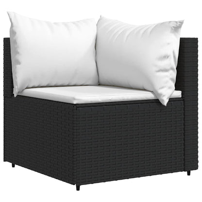 vidaXL Ensemble de salon de jardin 3 pcs avec coussins Noir Résine tressée
