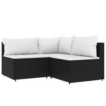 vidaXL Ensemble de salon de jardin 3 pcs avec coussins Noir Résine tressée