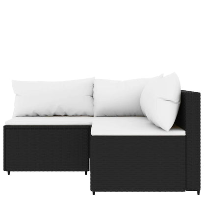 vidaXL Ensemble de salon de jardin 3 pcs avec coussins Noir Résine tressée