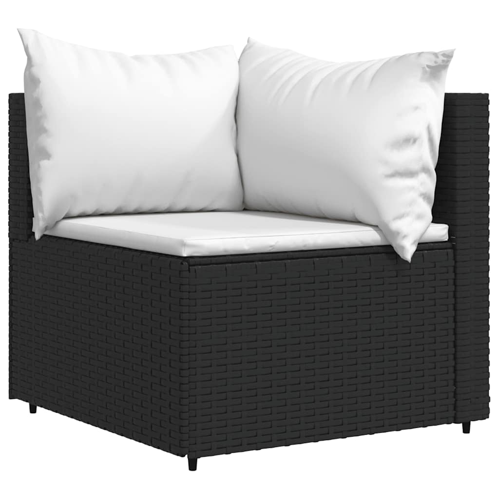 vidaXL Ensemble de salon de jardin 3 pcs avec coussins Noir Résine tressée