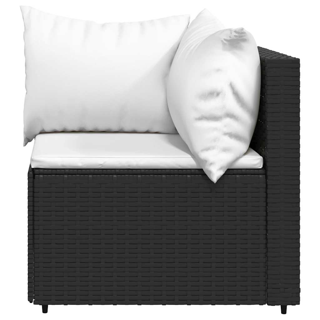 vidaXL Ensemble de salon de jardin 3 pcs avec coussins Noir Résine tressée