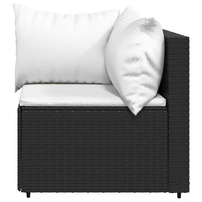vidaXL Ensemble de salon de jardin 3 pcs avec coussins Noir Résine tressée