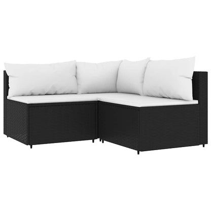 vidaXL 4-tlg. Garten-Lounge-Set mit Kissen Schwarz Poly Rattan