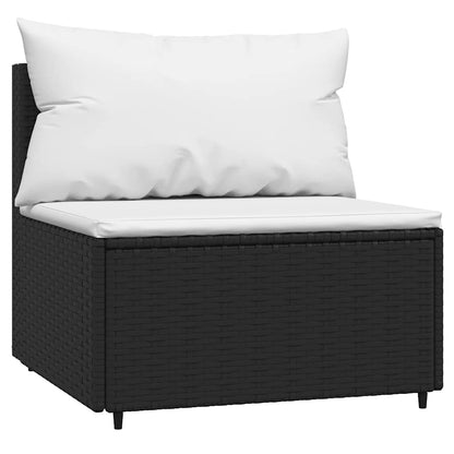 vidaXL 4-tlg. Garten-Lounge-Set mit Kissen Schwarz Poly Rattan