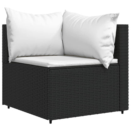 vidaXL Salon de jardin 4 pcs avec coussins Noir Résine tressée