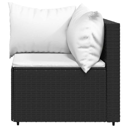 vidaXL Salon de jardin 4 pcs avec coussins Noir Résine tressée
