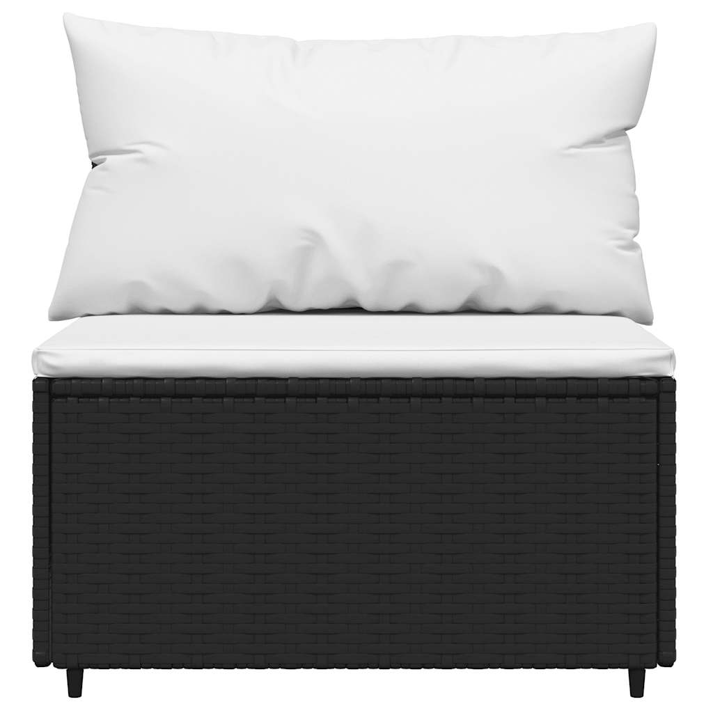 vidaXL Salon de jardin 4 pcs avec coussins Noir Résine tressée